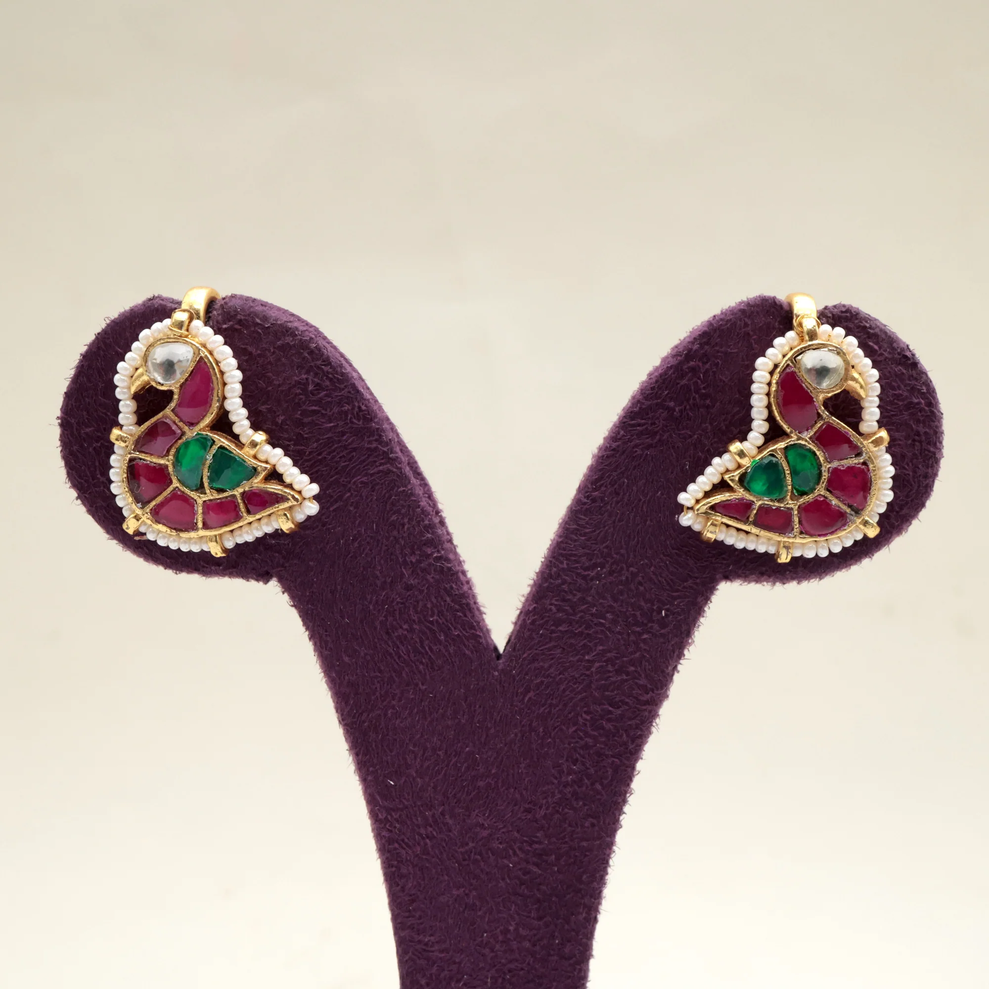 Premium Pachi Kundan Swan Koppu Earrings